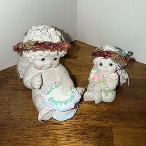 Dreamsicles Angel Birthday Hand Painted Ceramic Figurines Set of 2 1995